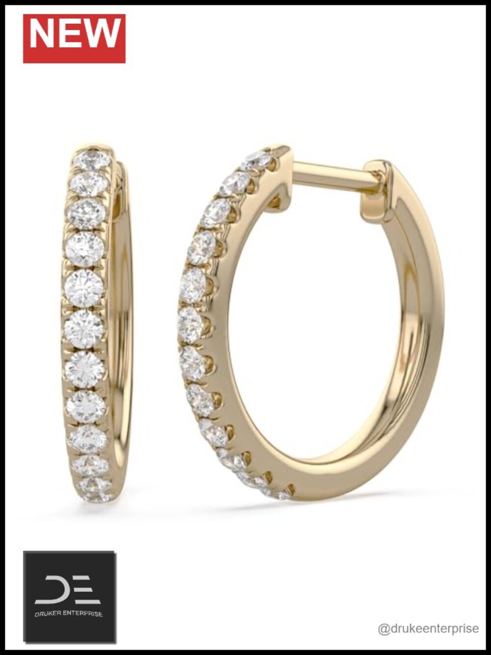 0.30ctw Lab Grown Diamond Huggie Hoop Earrings, 14K Yellow Gold Over Sterling
